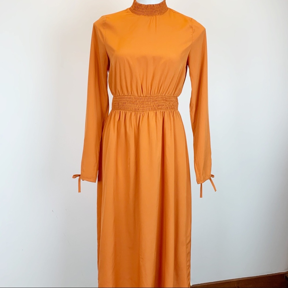 Vera Moda cinched shirred high neck maxi dress